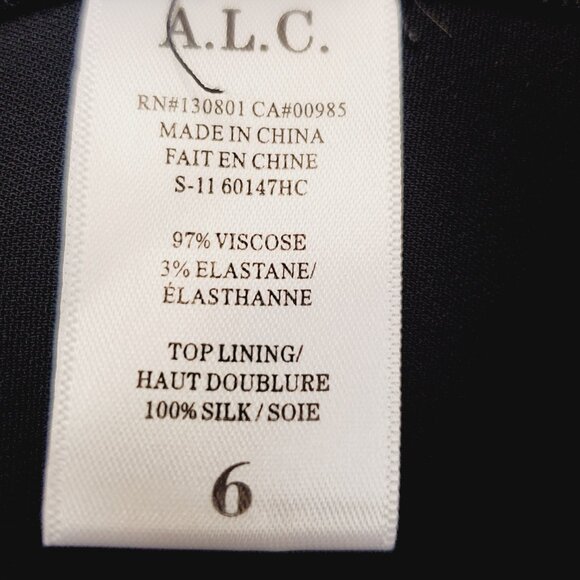 A.L.C. Leesa Tie Back Black Scuba Slit Midi Dress - Size 6 NWT Minimalist - Picture 14 of 15